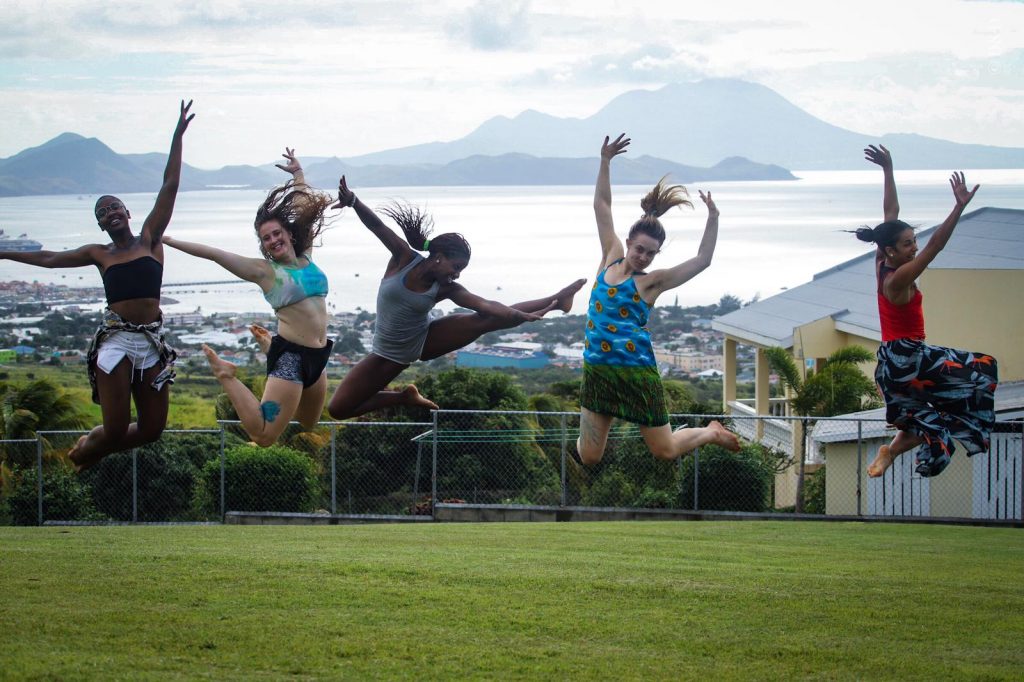 School Dancers Jumping in St Kitts